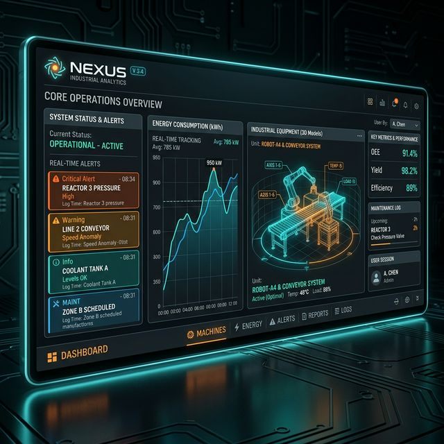 Dashboard de Nexus mostrando gestión de eficiencia energética